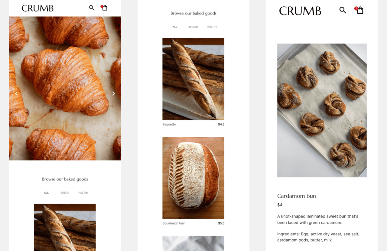 homepage of crumb project